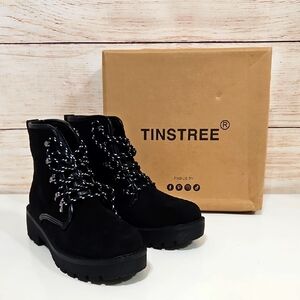 NIB Tinstree Casual Ankle Boota Black Suede 7